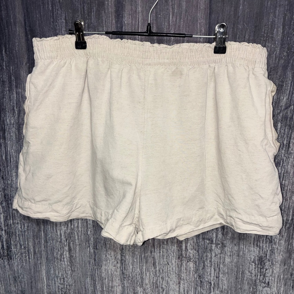 H&M Linen Blend Oatmeal Color Shorts Women Size XL